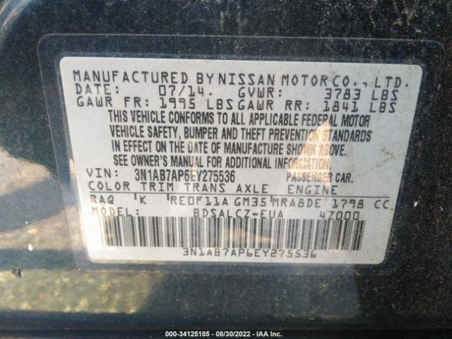 Photo 8 VIN: 3N1AB7AP6EY275536 - NISSAN SENTRA 