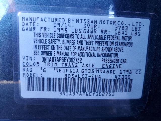 Photo 12 VIN: 3N1AB7AP6EY302752 - NISSAN SENTRA S 