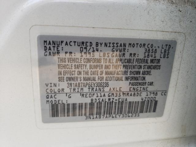 Photo 9 VIN: 3N1AB7AP6EY306235 - NISSAN SENTRA S 