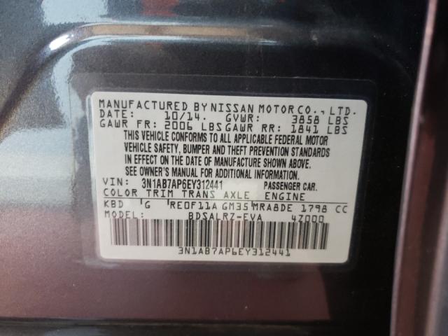 Photo 9 VIN: 3N1AB7AP6EY312441 - NISSAN SENTRA S 