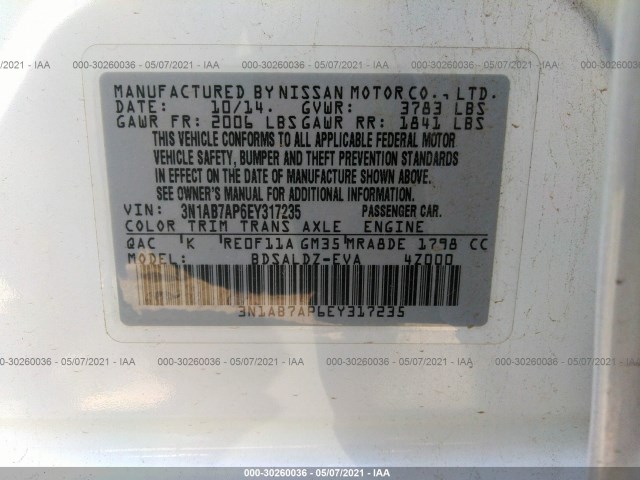 Photo 8 VIN: 3N1AB7AP6EY317235 - NISSAN SENTRA 