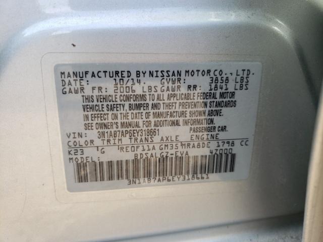 Photo 9 VIN: 3N1AB7AP6EY318661 - NISSAN SENTRA S 