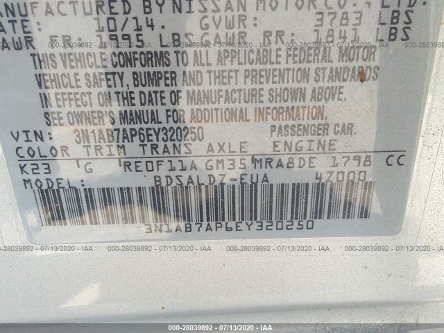 Photo 8 VIN: 3N1AB7AP6EY320250 - NISSAN SENTRA 