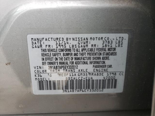 Photo 9 VIN: 3N1AB7AP6EY332012 - NISSAN SENTRA S 