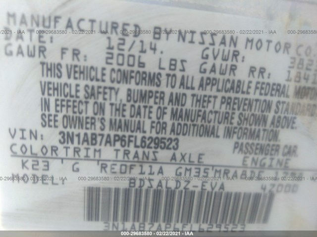 Photo 8 VIN: 3N1AB7AP6FL629523 - NISSAN SENTRA 