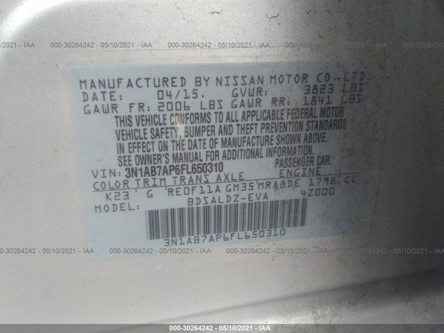 Photo 8 VIN: 3N1AB7AP6FL650310 - NISSAN SENTRA 