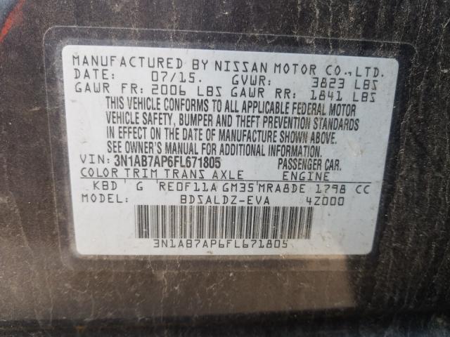 Photo 9 VIN: 3N1AB7AP6FL671805 - NISSAN SENTRA S 