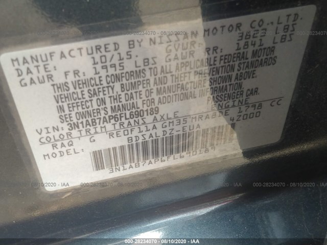 Photo 8 VIN: 3N1AB7AP6FL690189 - NISSAN SENTRA 