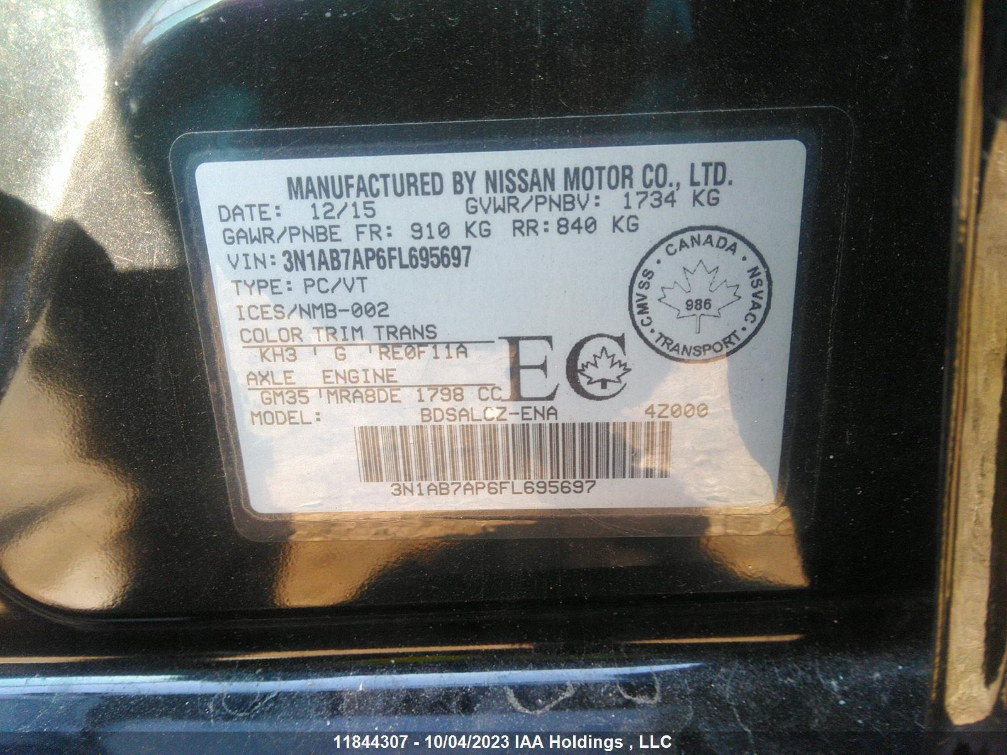 Photo 8 VIN: 3N1AB7AP6FL695697 - NISSAN SENTRA 