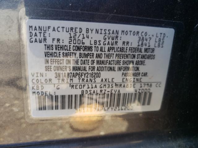 Photo 9 VIN: 3N1AB7AP6FY216200 - NISSAN SENTRA S 