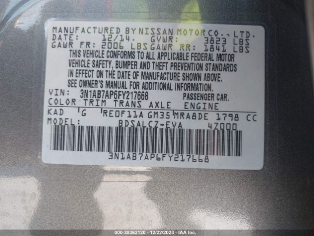 Photo 8 VIN: 3N1AB7AP6FY217668 - NISSAN SENTRA 