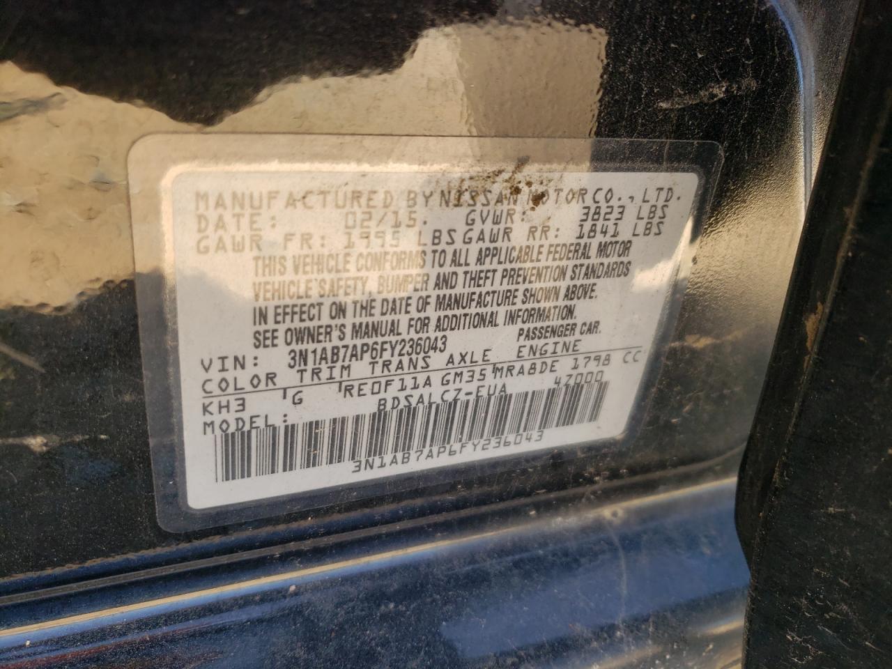 Photo 12 VIN: 3N1AB7AP6FY236043 - NISSAN SENTRA 