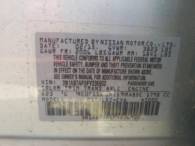 Photo 9 VIN: 3N1AB7AP6FY236902 - NISSAN SENTRA S 