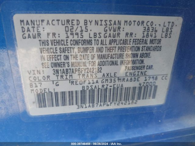 Photo 8 VIN: 3N1AB7AP6FY242182 - NISSAN SENTRA 