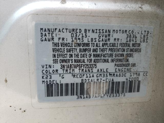 Photo 9 VIN: 3N1AB7AP6FY253375 - NISSAN SENTRA S 