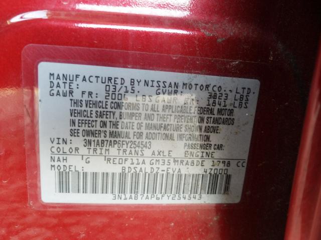 Photo 9 VIN: 3N1AB7AP6FY254543 - NISSAN SENTRA S 