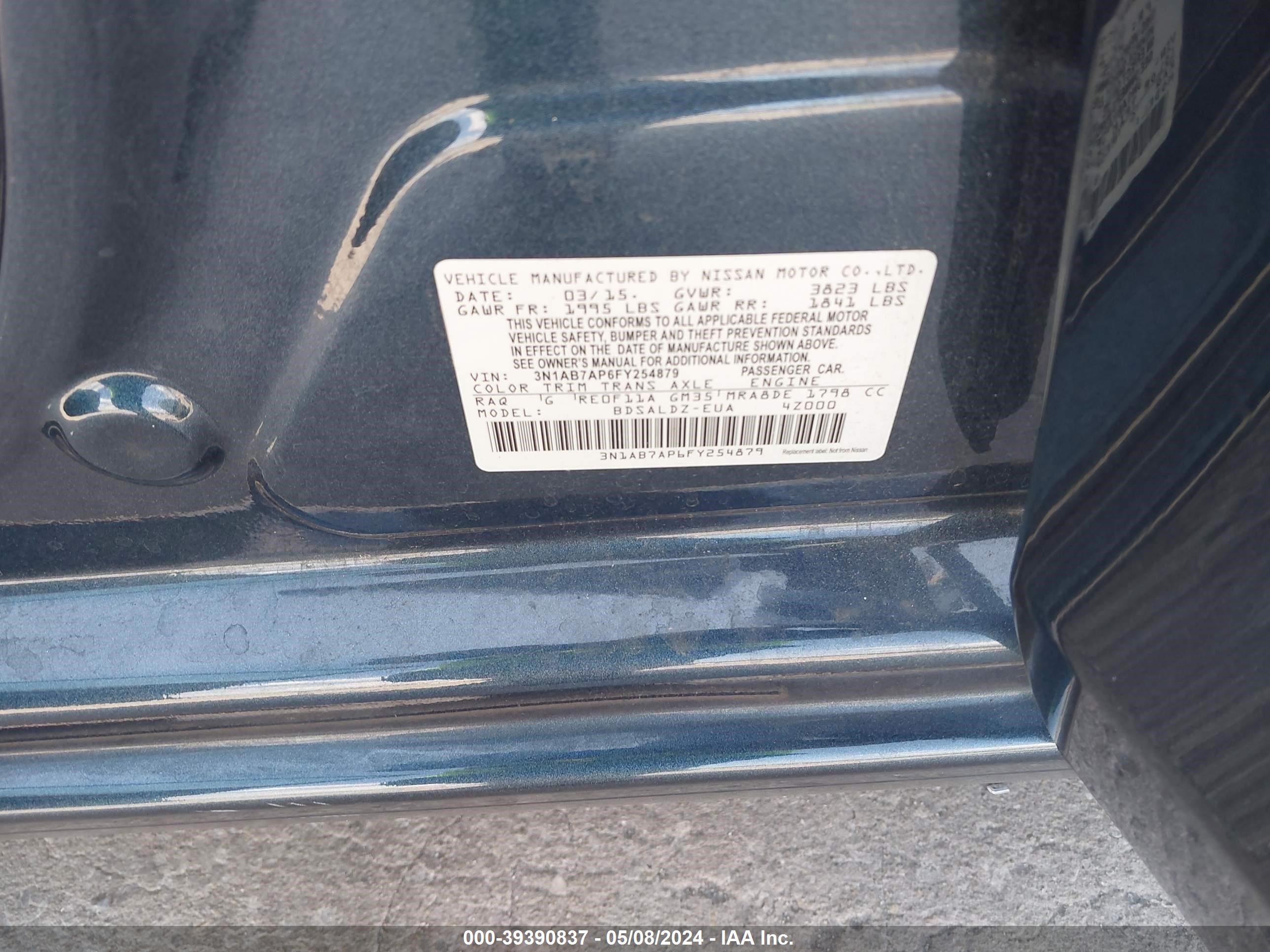 Photo 8 VIN: 3N1AB7AP6FY254879 - NISSAN SENTRA 