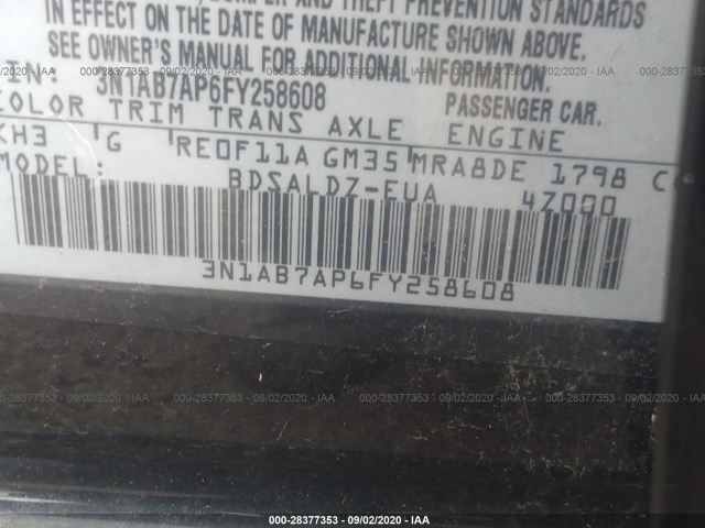 Photo 8 VIN: 3N1AB7AP6FY258608 - NISSAN SENTRA 