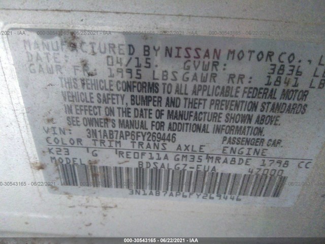 Photo 8 VIN: 3N1AB7AP6FY269446 - NISSAN SENTRA 