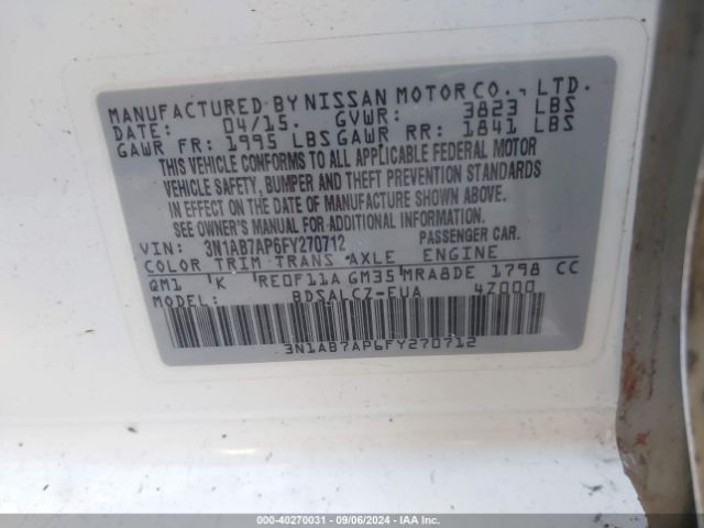 Photo 8 VIN: 3N1AB7AP6FY270712 - NISSAN SENTRA 