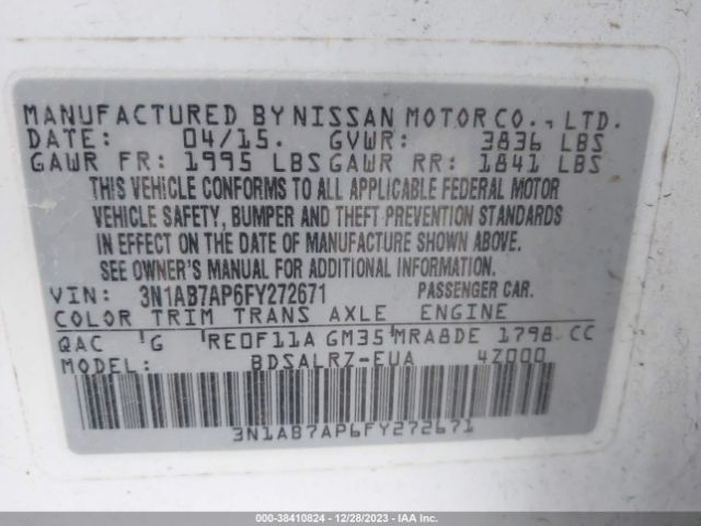 Photo 8 VIN: 3N1AB7AP6FY272671 - NISSAN SENTRA 