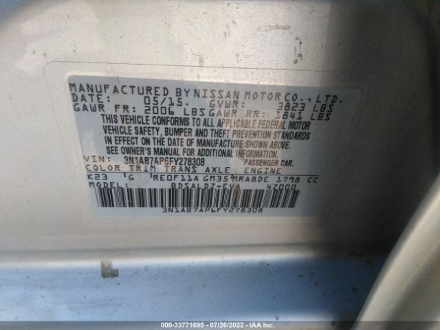 Photo 8 VIN: 3N1AB7AP6FY278308 - NISSAN SENTRA 