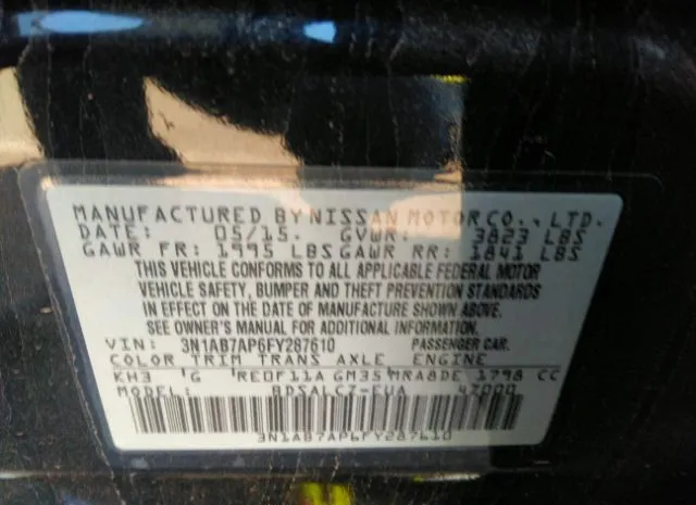 Photo 8 VIN: 3N1AB7AP6FY287610 - NISSAN SENTRA 