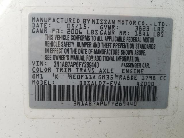 Photo 9 VIN: 3N1AB7AP6FY289440 - NISSAN SENTRA S 