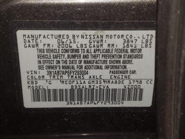 Photo 9 VIN: 3N1AB7AP6FY293004 - NISSAN SENTRA S 