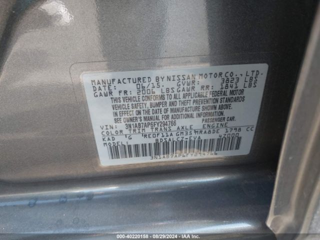 Photo 8 VIN: 3N1AB7AP6FY294766 - NISSAN SENTRA 