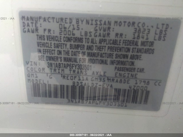 Photo 8 VIN: 3N1AB7AP6FY303501 - NISSAN SENTRA 