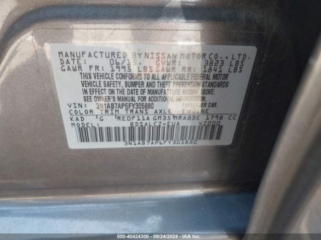 Photo 8 VIN: 3N1AB7AP6FY305880 - NISSAN SENTRA 