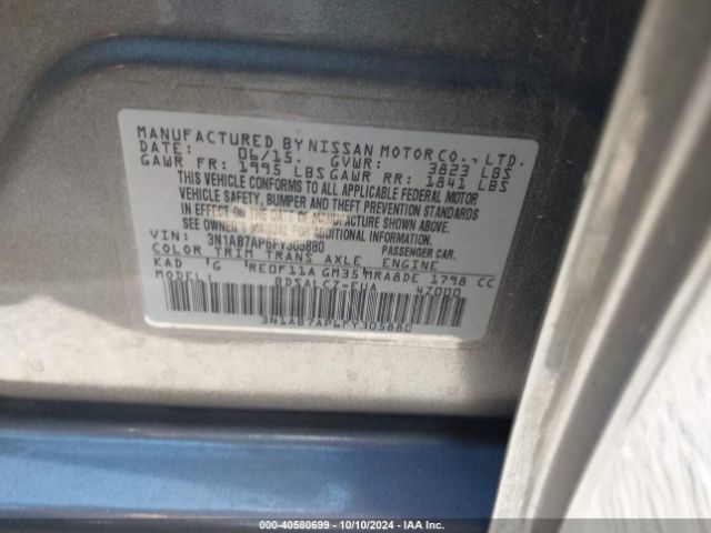 Photo 8 VIN: 3N1AB7AP6FY305880 - NISSAN SENTRA 