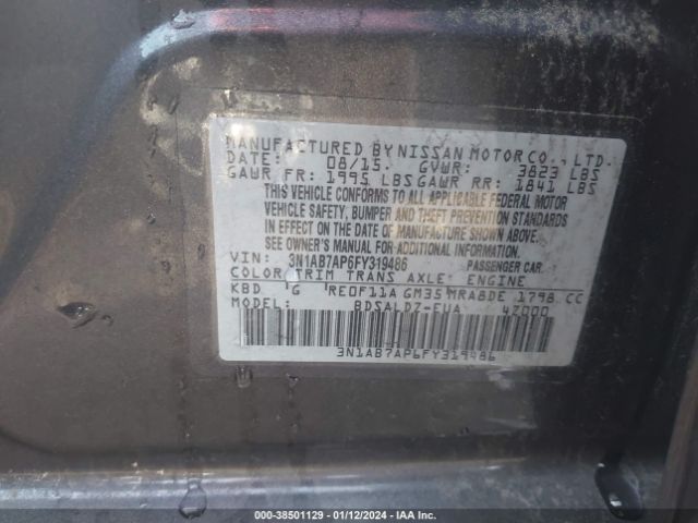 Photo 8 VIN: 3N1AB7AP6FY319486 - NISSAN SENTRA 