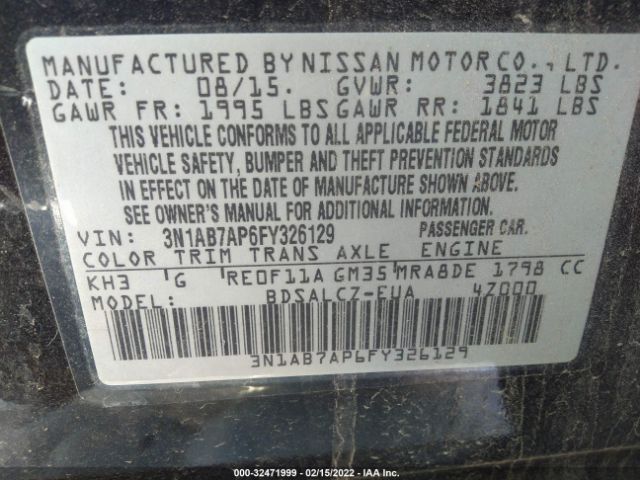 Photo 8 VIN: 3N1AB7AP6FY326129 - NISSAN SENTRA 