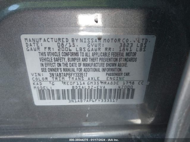 Photo 8 VIN: 3N1AB7AP6FY333517 - NISSAN SENTRA 