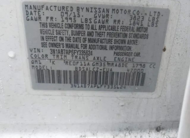 Photo 8 VIN: 3N1AB7AP6FY335624 - NISSAN SENTRA 