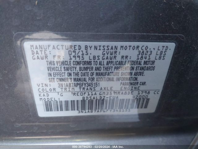 Photo 8 VIN: 3N1AB7AP6FY345151 - NISSAN SENTRA 