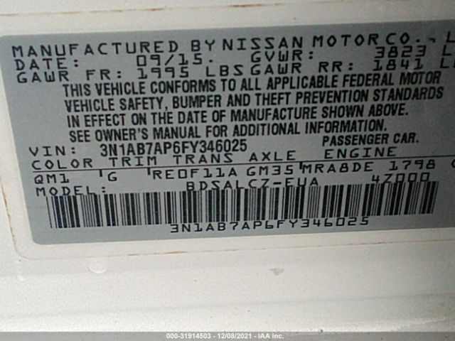 Photo 8 VIN: 3N1AB7AP6FY346025 - NISSAN SENTRA 