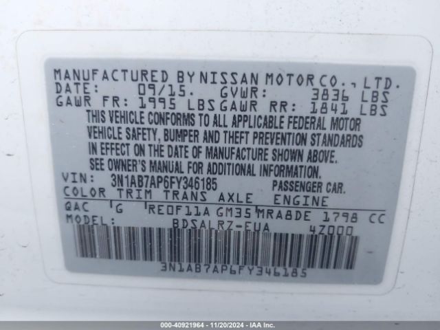 Photo 8 VIN: 3N1AB7AP6FY346185 - NISSAN SENTRA 