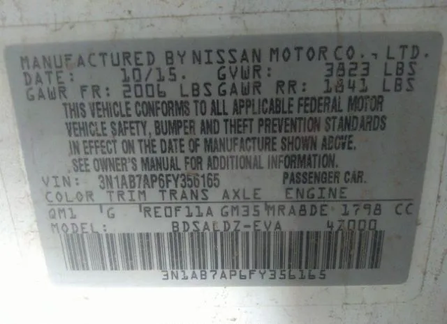 Photo 8 VIN: 3N1AB7AP6FY356165 - NISSAN SENTRA 