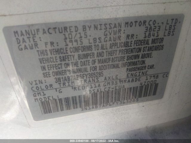 Photo 8 VIN: 3N1AB7AP6FY365285 - NISSAN SENTRA 