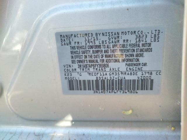 Photo 9 VIN: 3N1AB7AP6FY369806 - NISSAN SENTRA S 