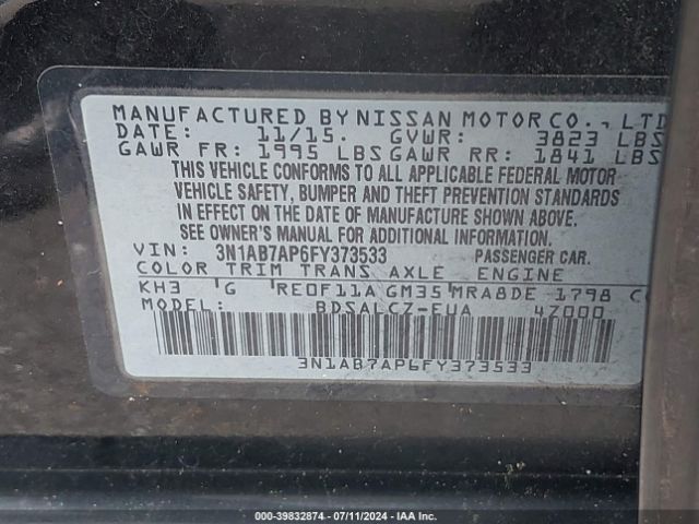 Photo 8 VIN: 3N1AB7AP6FY373533 - NISSAN SENTRA 