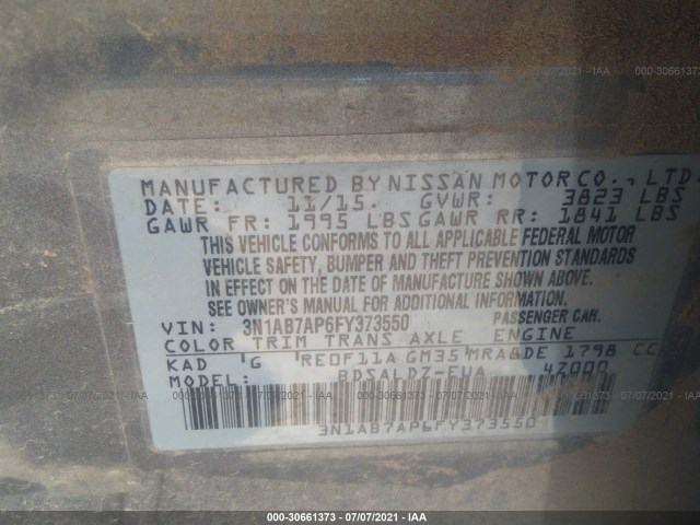 Photo 8 VIN: 3N1AB7AP6FY373550 - NISSAN SENTRA 