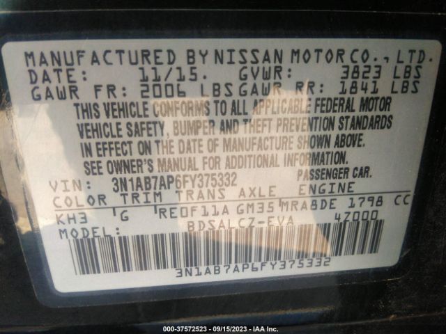 Photo 8 VIN: 3N1AB7AP6FY375332 - NISSAN SENTRA 