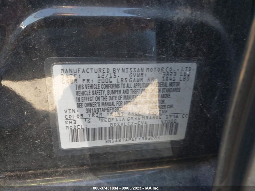 Photo 8 VIN: 3N1AB7AP6FY383284 - NISSAN SENTRA 