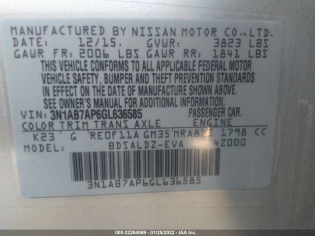 Photo 8 VIN: 3N1AB7AP6GL636585 - NISSAN SENTRA 