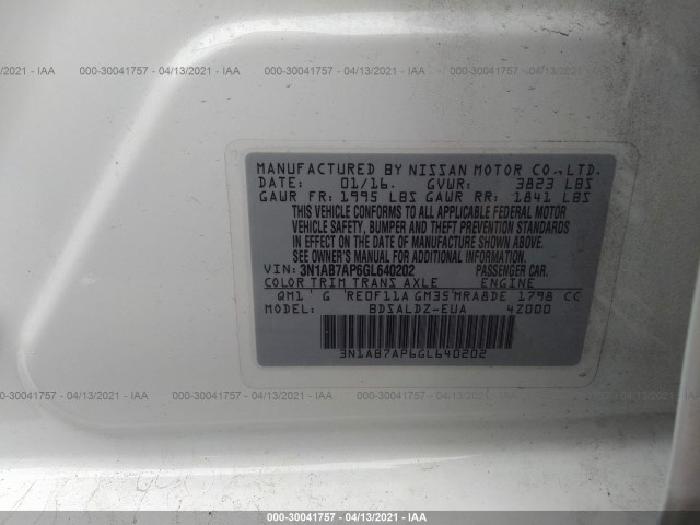 Photo 8 VIN: 3N1AB7AP6GL640202 - NISSAN SENTRA 