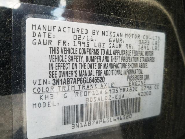 Photo 9 VIN: 3N1AB7AP6GL646520 - NISSAN SENTRA S 